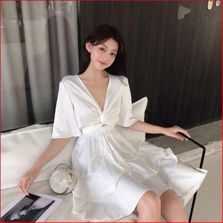 Đầm xòe xoắn ngực chất phi lụa sang chảnh chibest ab138