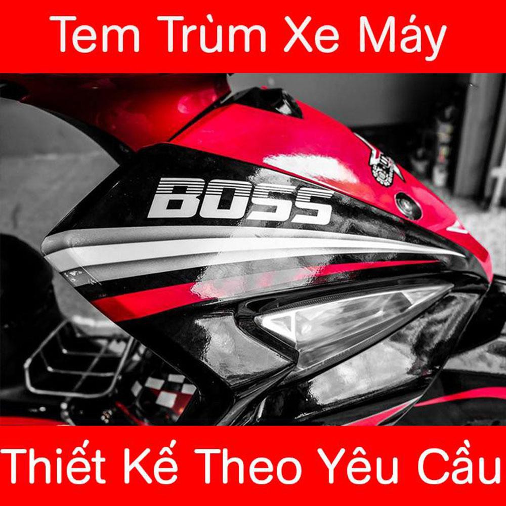 Tem trùm Sirius đỏ đen Fi, độ team decal xe máy si spark rẻ đẹp