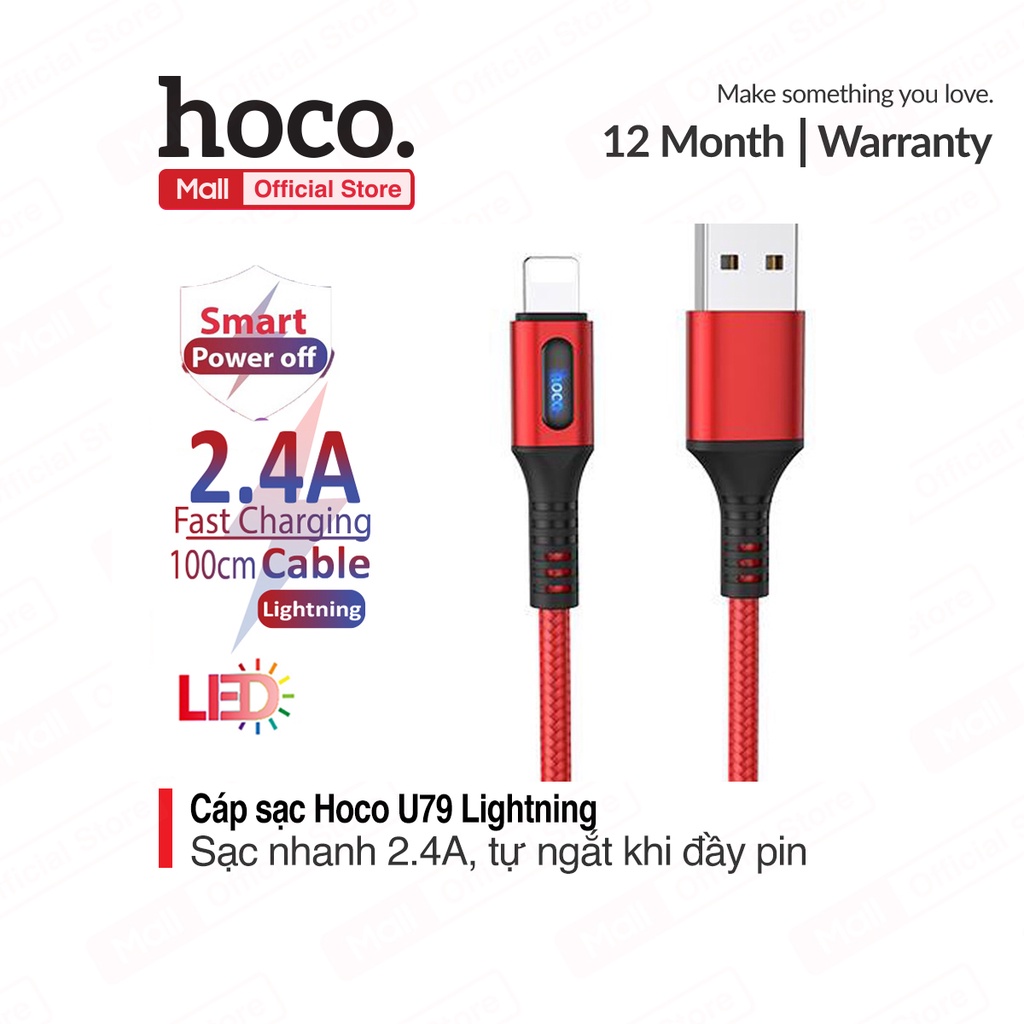 Cáp Sạc Nhanh Hoco U79 Tự ngắt cho điện thoại tự ngắt khi pin đầy Chống Chai Pin.