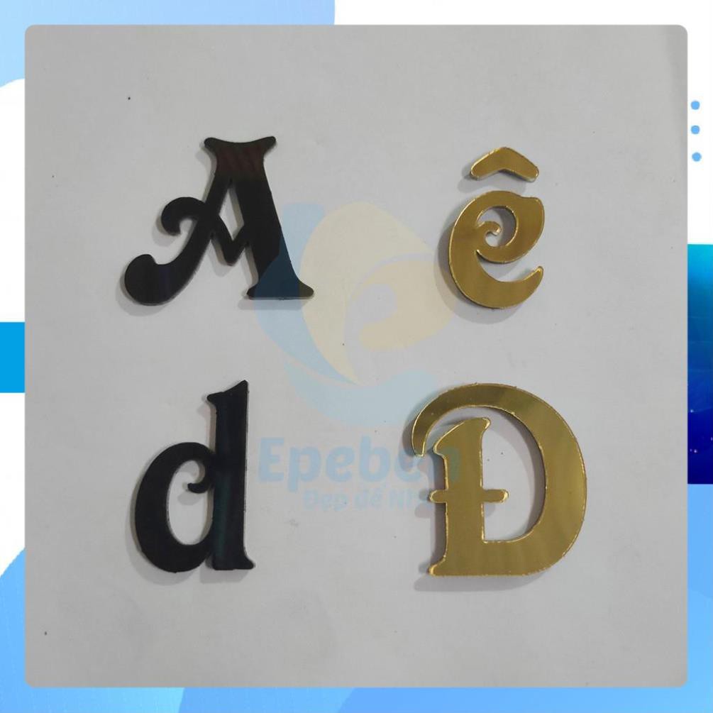 Đặt Làm Chữ Mica Làm Logo Dán Tường Dày 2mm 1 Mặt Mica 1 Mặt Keo Cao 5->30cm Font Victorian