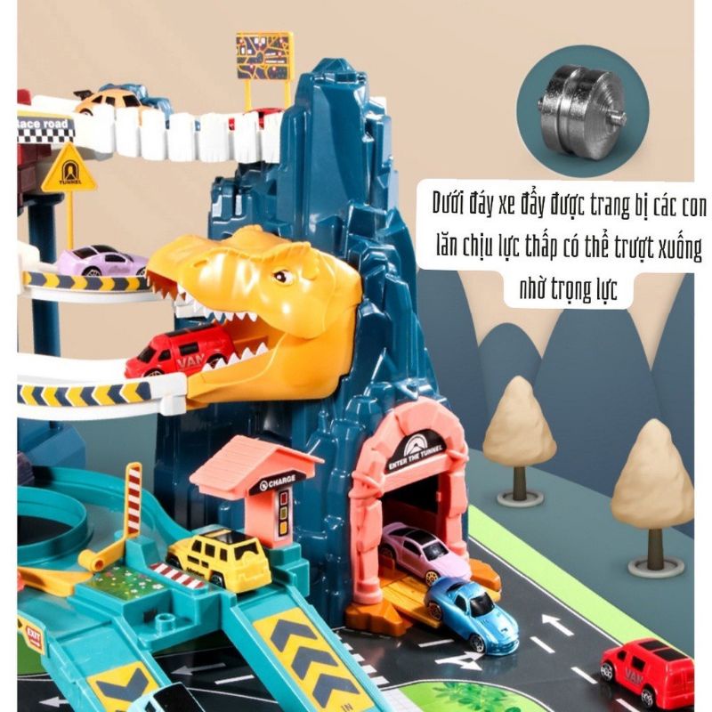 Đường đua xe oto hầm khủng long/sư tử kèm xe oto