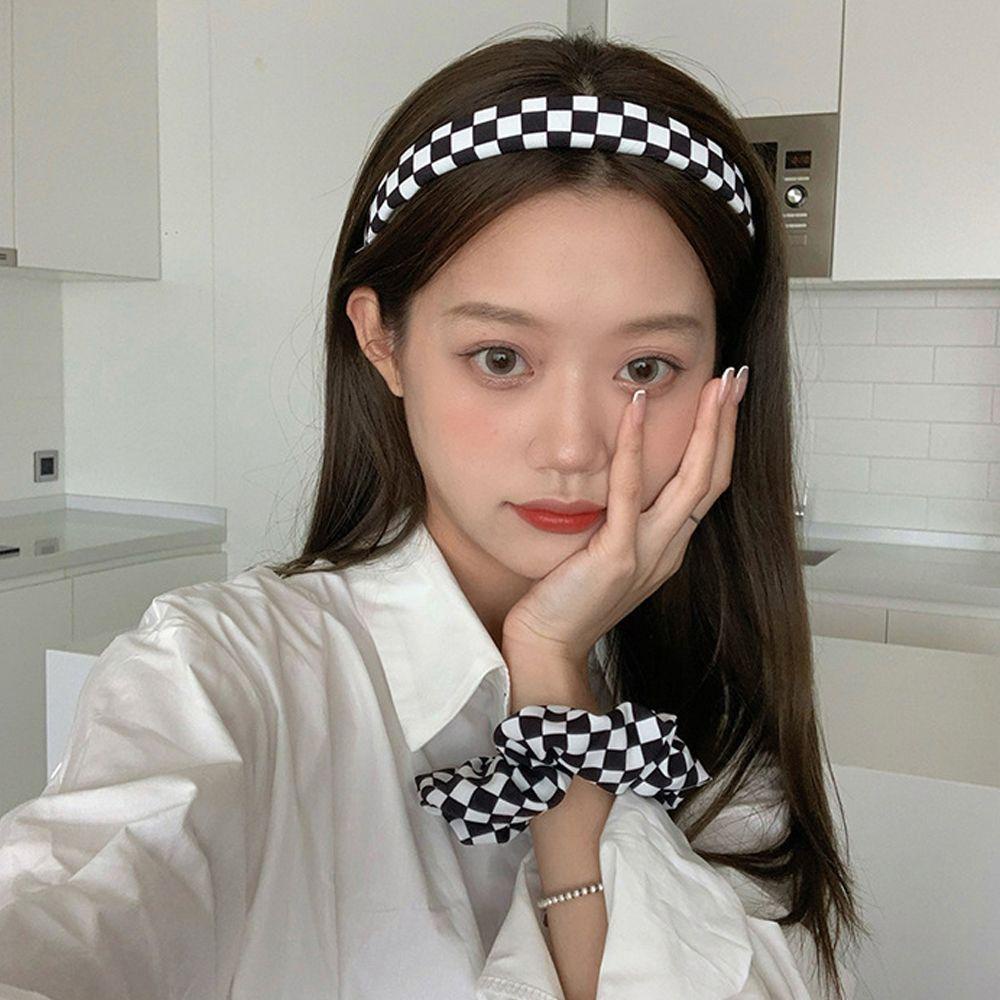 Băng Đô Cài Tóc Họa Tiết Sọc Caro Chống Trượt Thời Trang Cho Nữ