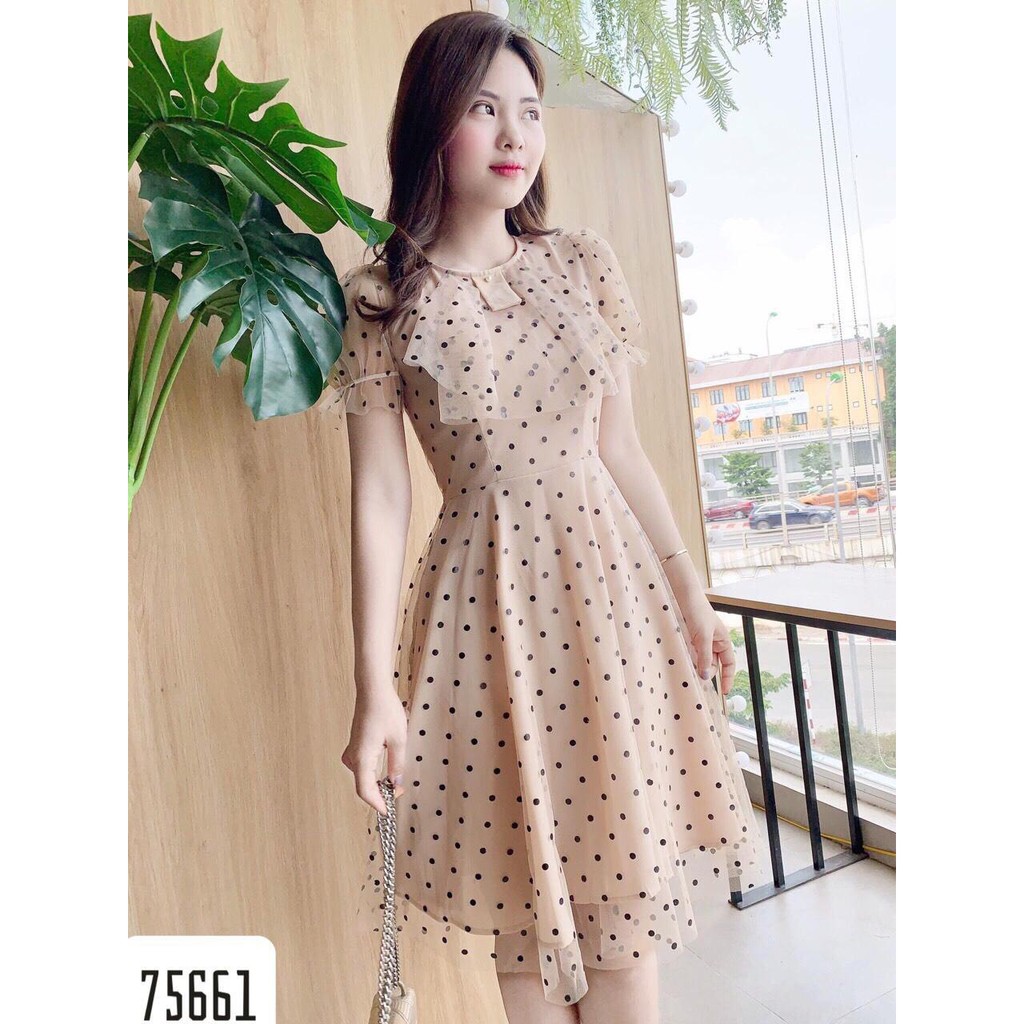 Đầm xòe vintage chấm bi cực xinh dành cho các nàng
