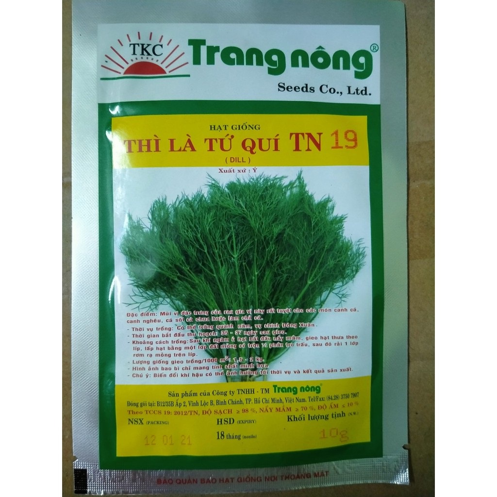 Gói 10gram Hạt Giống Thì Là Tứ Quý Trang Nông TN 19