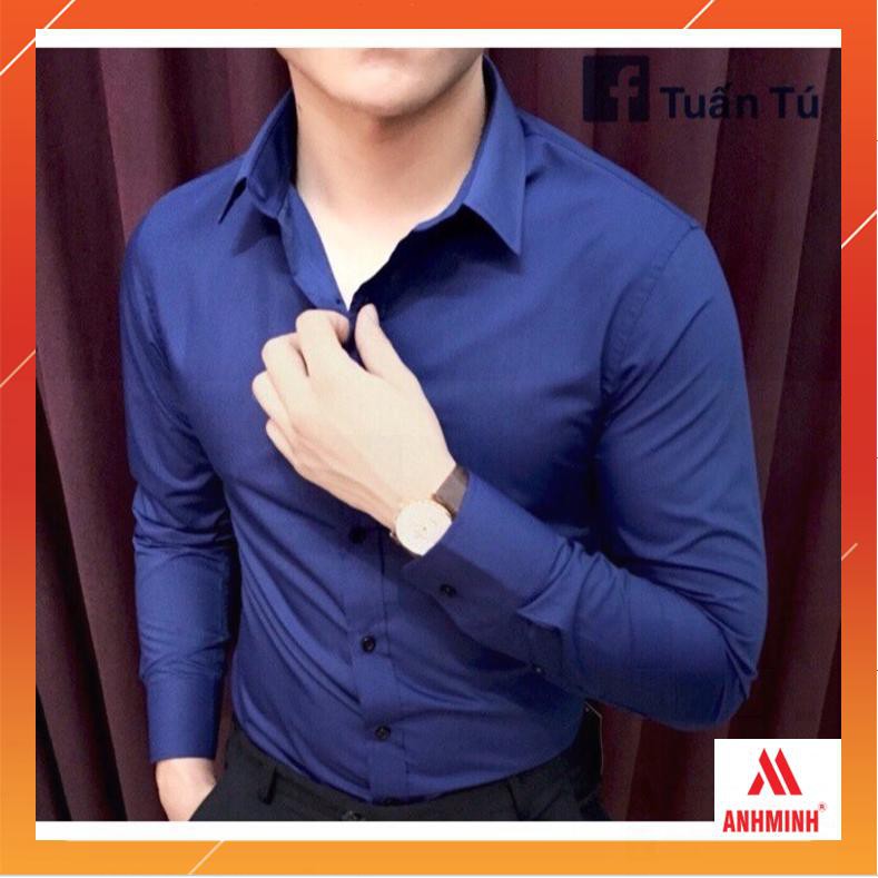 [TIỀN NÀO CỦA NẤY] Áo sơ mi nam trơn dài tay-vải lụa nến không nhăn