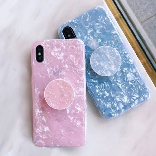 Ốp Điện Thoại Họa Tiết Đá Cẩm Thạch Lấp Lánh + Giá Đỡ Pop Socket Cho Oppo F9 F7 Pro F1s F1 F1f A7 A5s A3s A39 A57 A37 A37f A83 A71