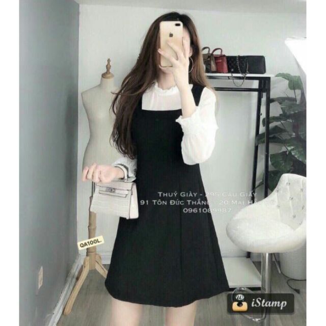 Đầm suông cát hàn tay phối lưới