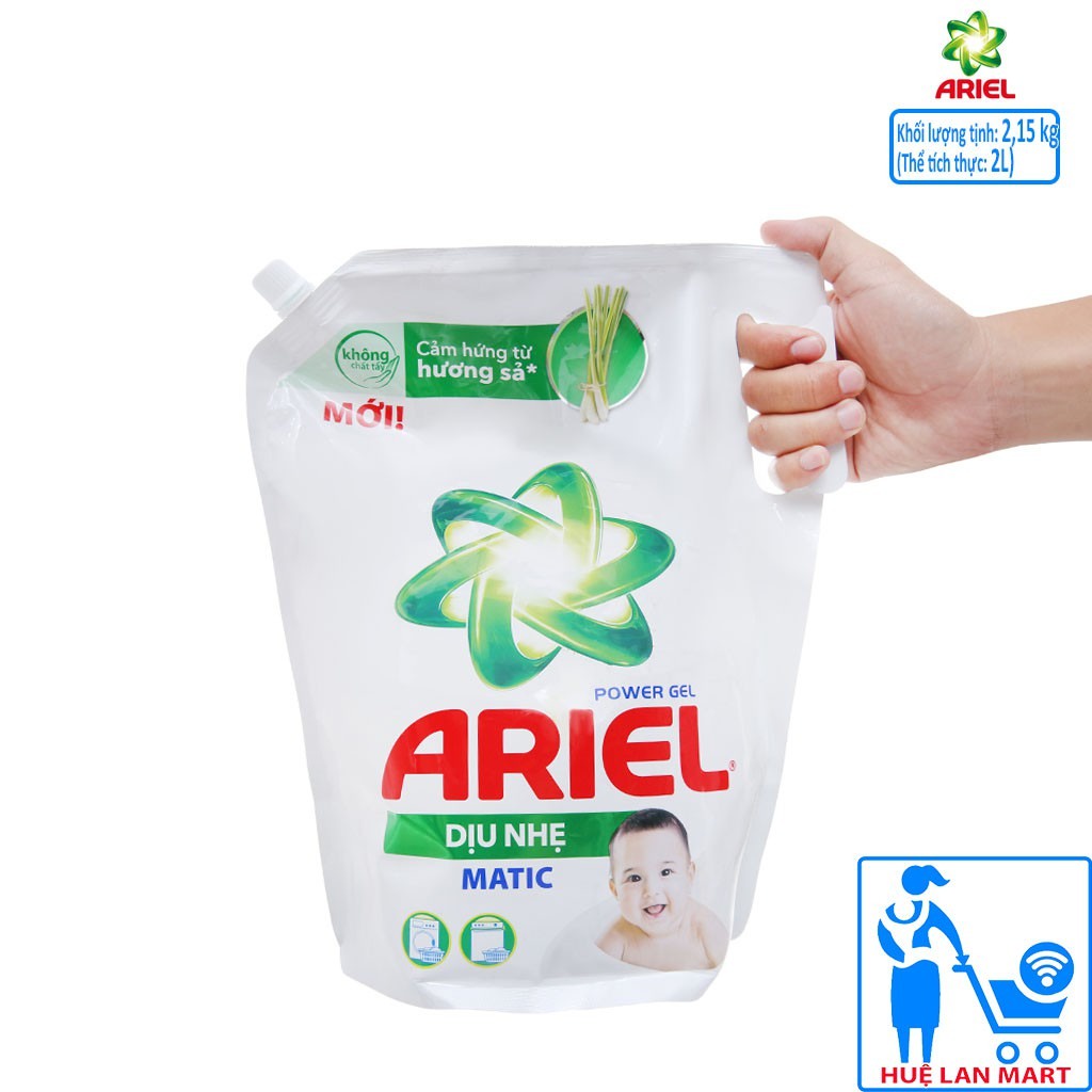 Nước Giặt Dịu Nhẹ Ariel Matic Túi 2,15kg