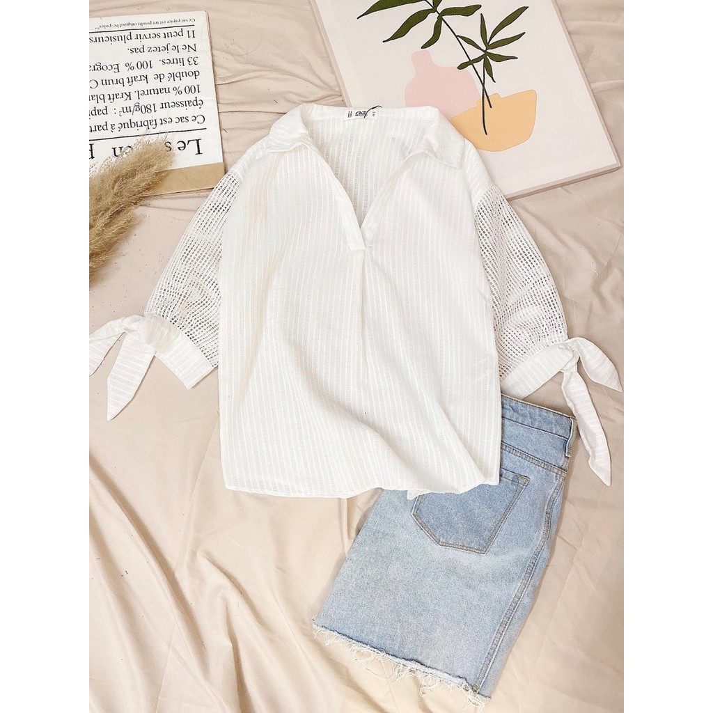 Áo Sơ Mi Cati Phối Lưới