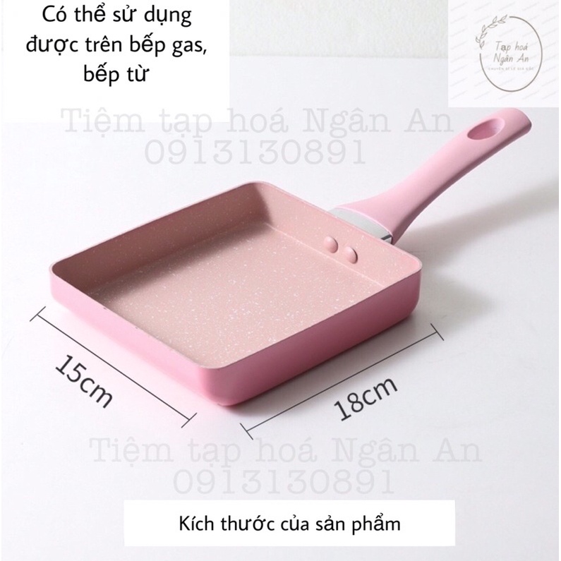 Chảo vuông chống dính chiên trứng màu hồng kiểu Nhật (15x18cm) | BigBuy360 - bigbuy360.vn