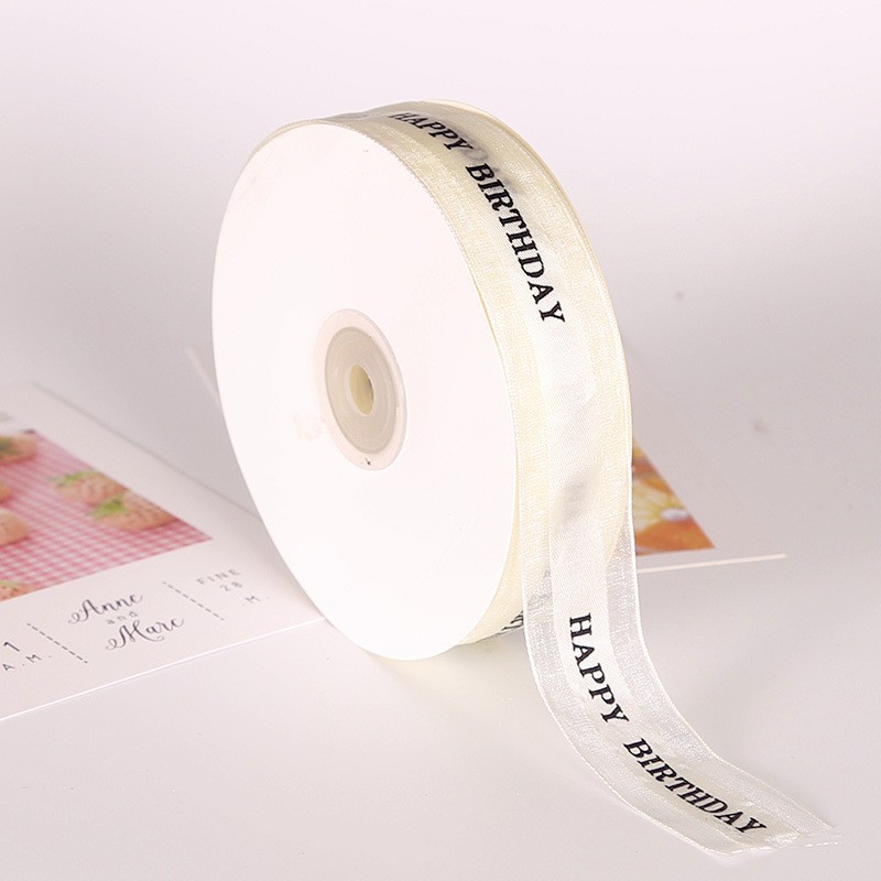 Ruy băng Happy birthday đẹp trang trí bánh kem