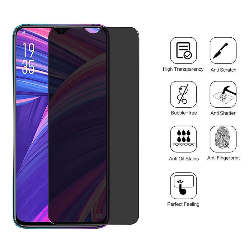 Kính cường lực 9H chống nhìn trộm cho Oppo Realme 6 5 3 2 Pro 5i 5S 6i C3 C2 Reno 2F 2Z 3 2 A5 A9 2020 A7 A5s A3s