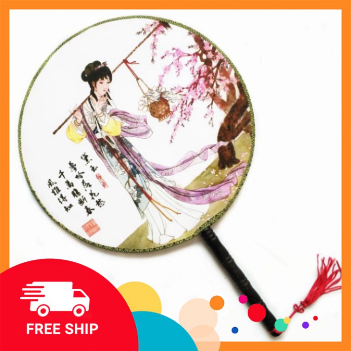 Quạt tròn cổ trang dây tuyến Dương Quý Phi Vương Chiêu Quân thiết kế cổ trang trung