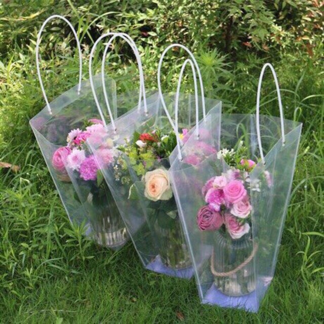 Túi nhựa trong suốt đựng bó hoa sáp , hoa tươi - HN5