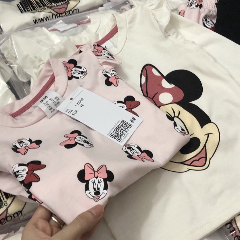 bộ dài tay bé gái - Set 2 bộ Minnie tay bèo Hm cho bé gái chất cotton (order 10ngay có hàng)