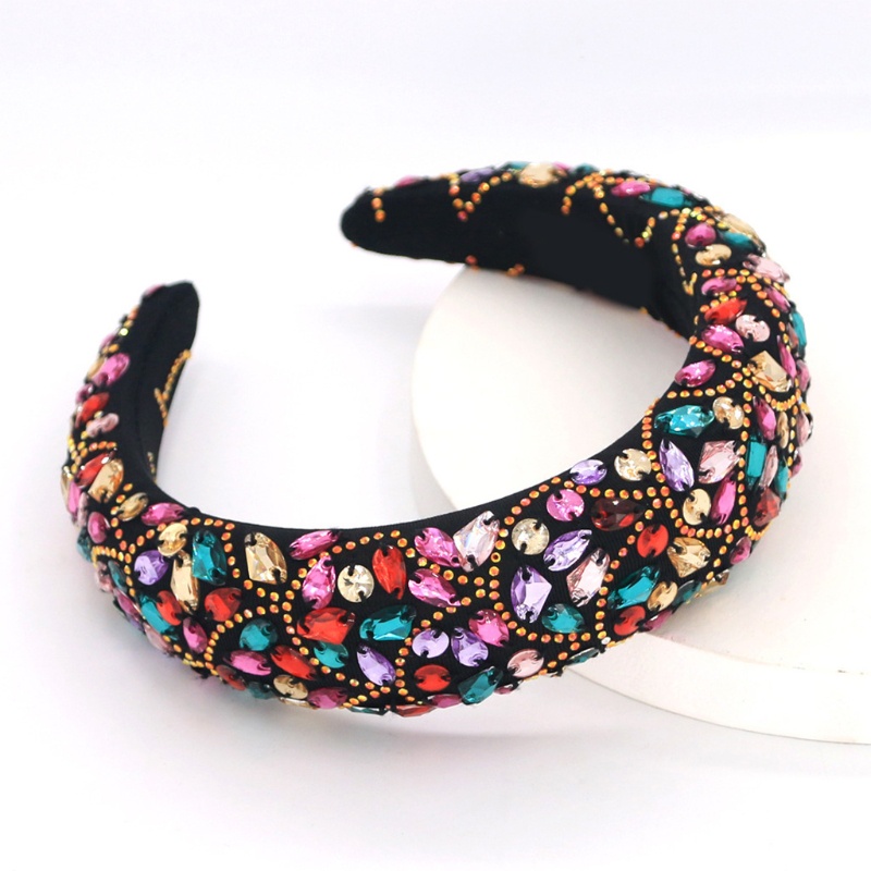 Flgo Băng Đô Đính Đá Thủy Tinh Nhiều Màu Có Đệm Xốp Phong Cách Baroque Sang Trọng