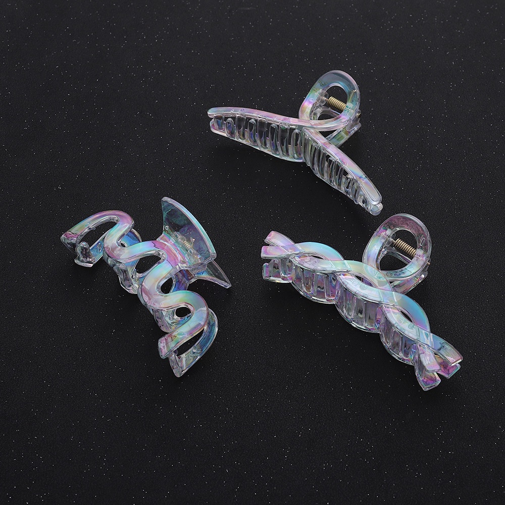 Kẹp Tóc Càng Cua Bằng Nhựa Resin Màu Laser Phong Cách Hàn Quốc Dành Cho Nữ