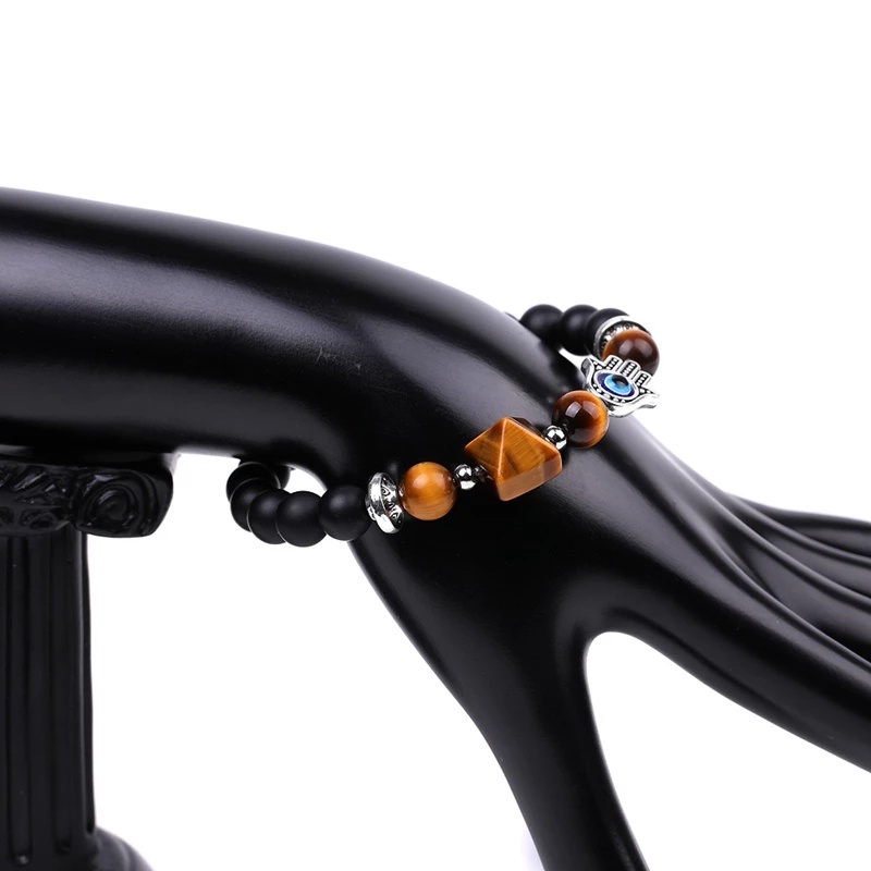 Vòng Tay Hạt Đá Tự Nhiên / Mắt Quỷ / Kim Tự Tháp Màu Hồng / Tím Thời Trang Cho Nam Và Nữ