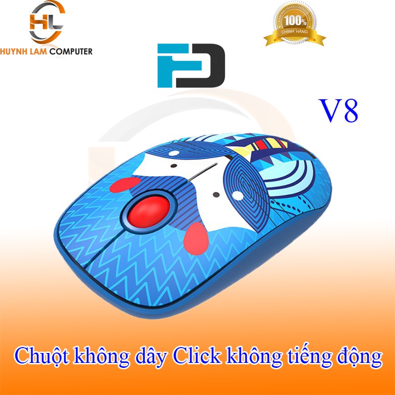 Chuột không dây FD V8 (blue) click không tiếng ồn 1500DPI 20m họa tiết cực đẹp - VSP phân phối