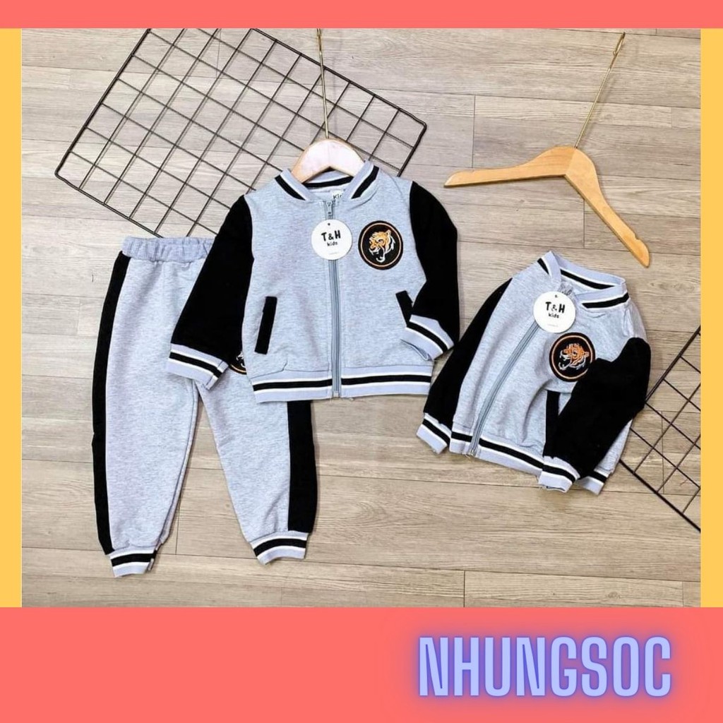 ✔️7-18kg✔️ Bộ thể thao kéo khóa bé trai sành điệu, chất da cá chéo