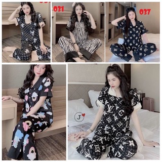 Bộ đồ ngủ nữ quần áo mặc nhà pyjama đồ bộ tone đen huyền bí dành cho nữ form dưới 57kg