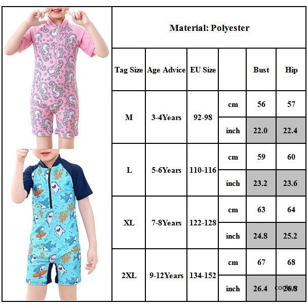 Đồ bơi liền thân cổ cao có khóa kéo in họa tiết dễ thương cho trẻ em 3-12 tuổi