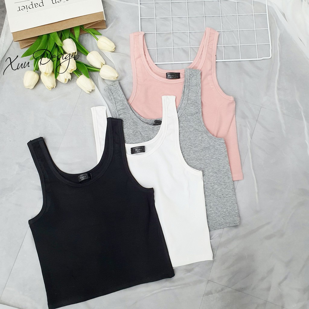 Áo croptop body trơn ba lỗ chất cotton co dãn XUU DESIGN AD05