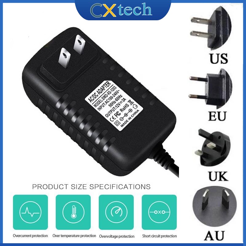 Bộ Chuyển Đổi Nguồn Điện Dc 12v 3a Cho Ổ Cắm Us Eu Uk Au