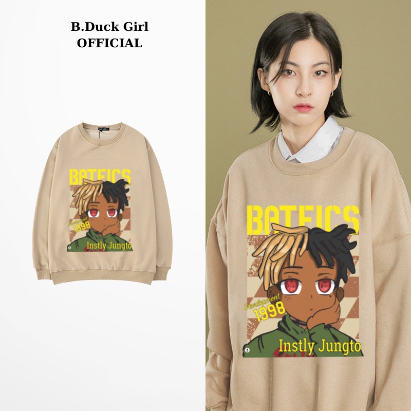 Áo nỉ sweater  nam nữ form rộng vải nỉ bông dày dặn phong cách Ulzzang BATFICS -B.Duck Girl