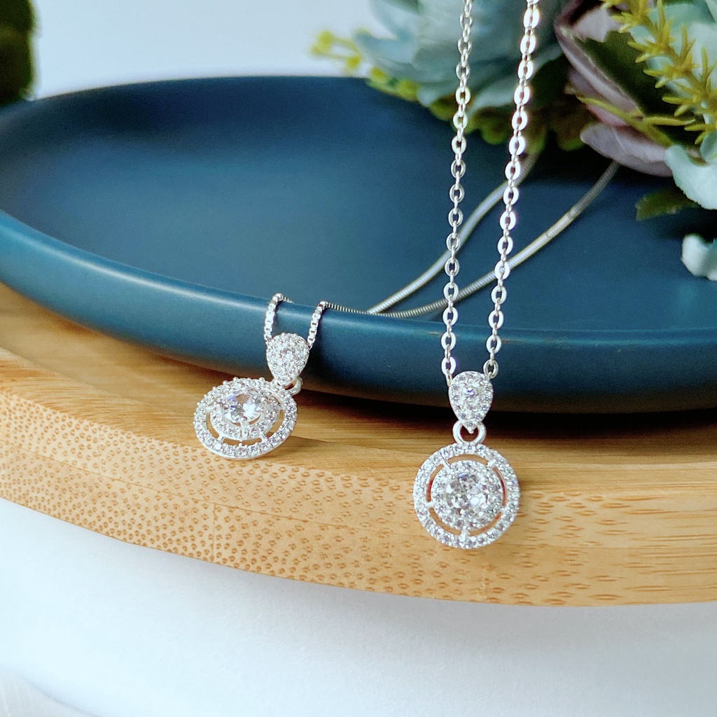 Dây chuyền bạc 925 mặt tròn đính đá nhỏ sáng lấp lánh thời trang cho nữa  ANTA Jewelry - ATJ6543M