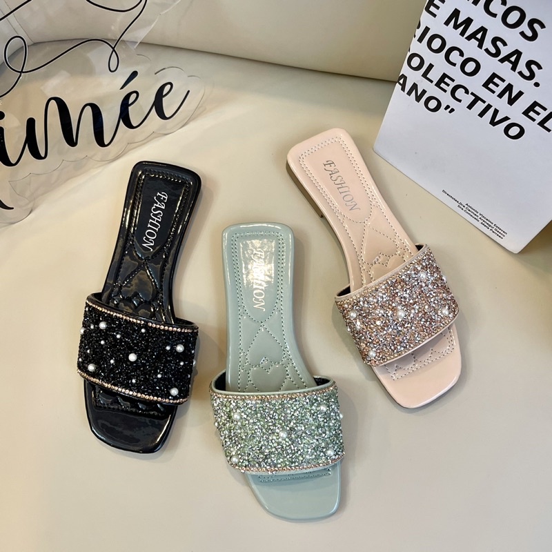 Dép Xoàn Đính Đá Lấp Lánh Cao Cấp Đế Cao 2 Phân (Hàng Quảng Châu Full box)