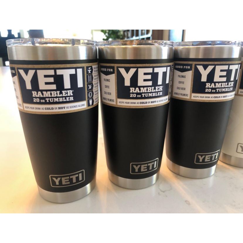 Ly giữ nhiệt YETI Black 20oz + Nắp Magslider (600 ml) - Stainless Steel/Thép không gỉ cao cấp - HÀNG CHUẨN BILL MĨ