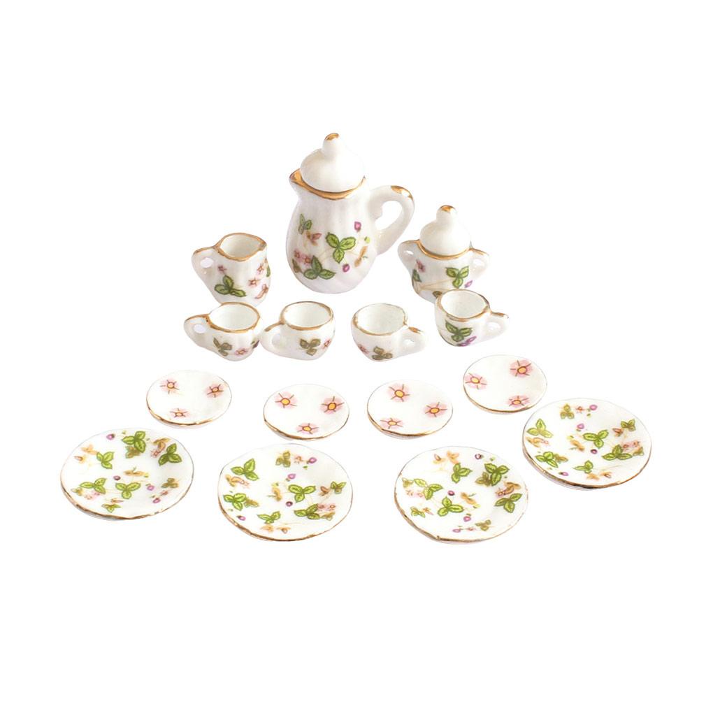 Bộ Ấm Chén Trà Mini Bằng Gốm Tỉ Lệ 1 / 12