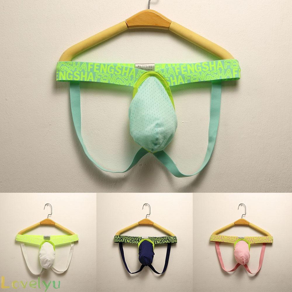 【Ready Stock】Men Thong Sheer Mesh Panties Elastic U Convex Pouch Sexy Breathable Underwear@New