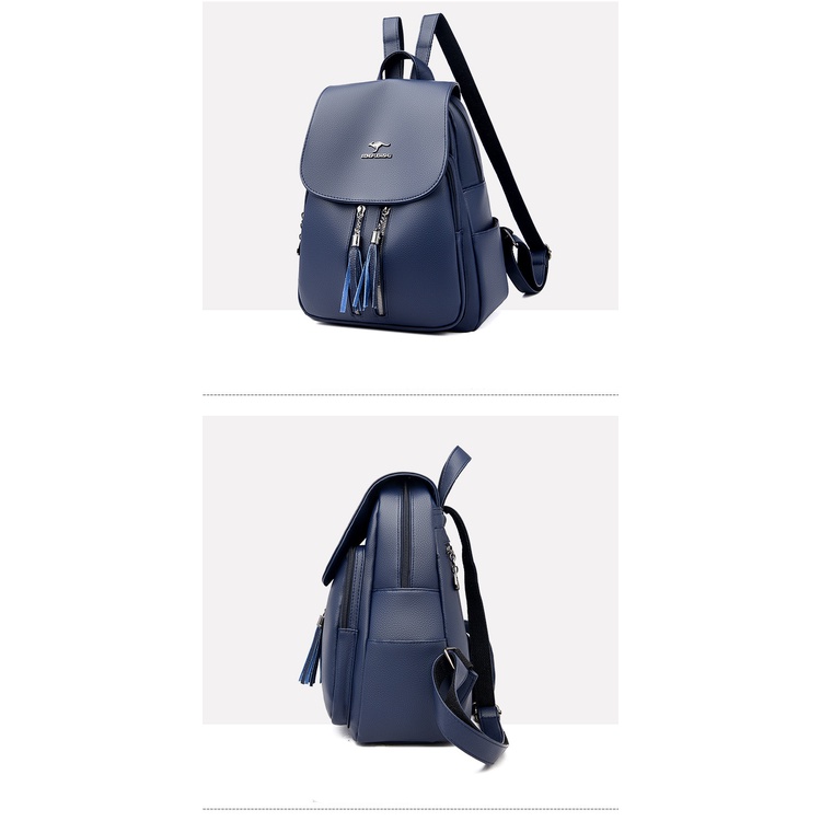 Balo CHUWANGLIN từ da cỡ lớn phối tua rua thời trang dành cho nữ