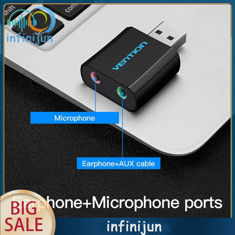 Card âm thanh rời Vention màu đen chuyển đổi từ cổng USB sang giắc 3.5MM | BigBuy360 - bigbuy360.vn