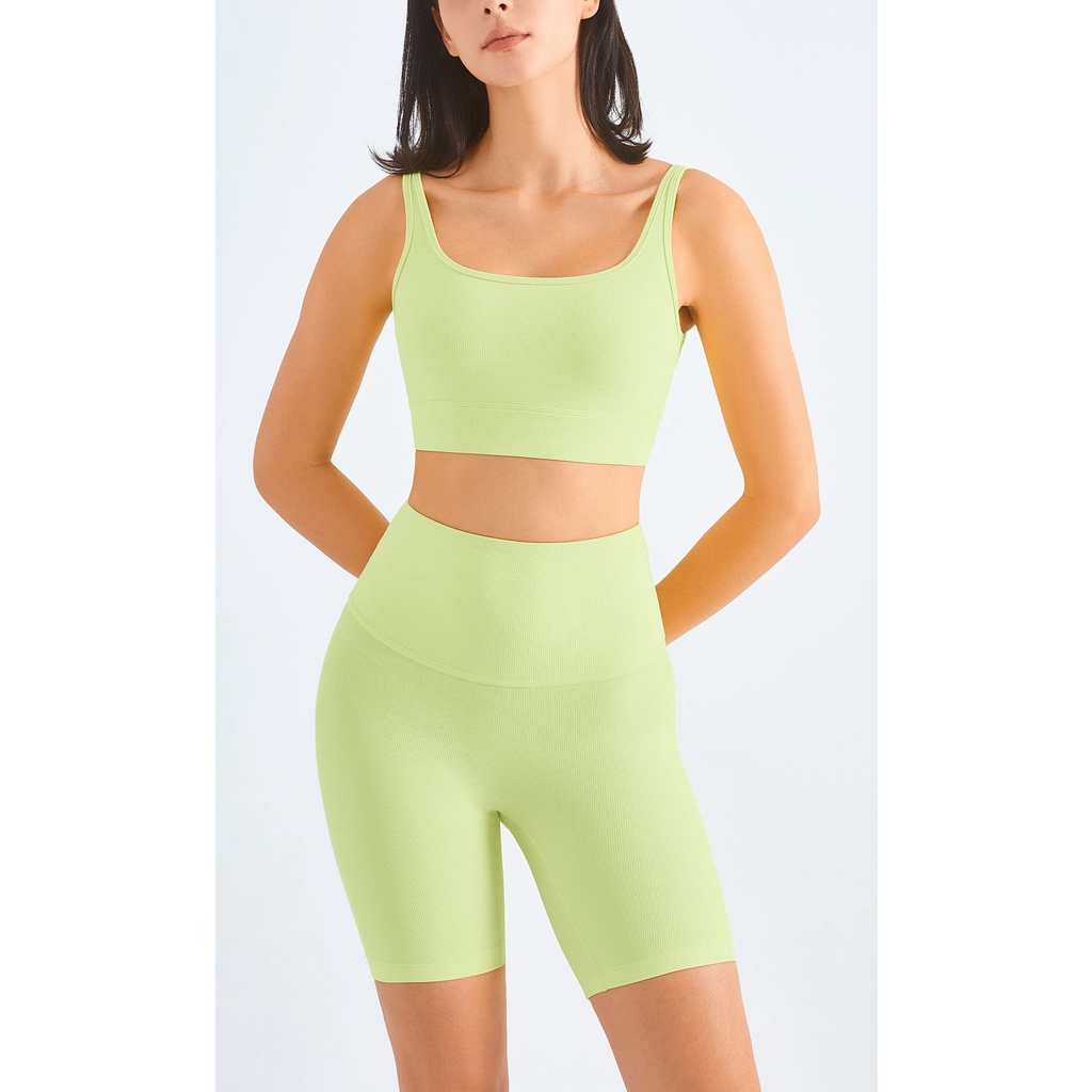 Set trang phục thể thao HOPPE FUMENG áo ngực và quần short lưng cao thời trang năng động thoải mái cho nữ