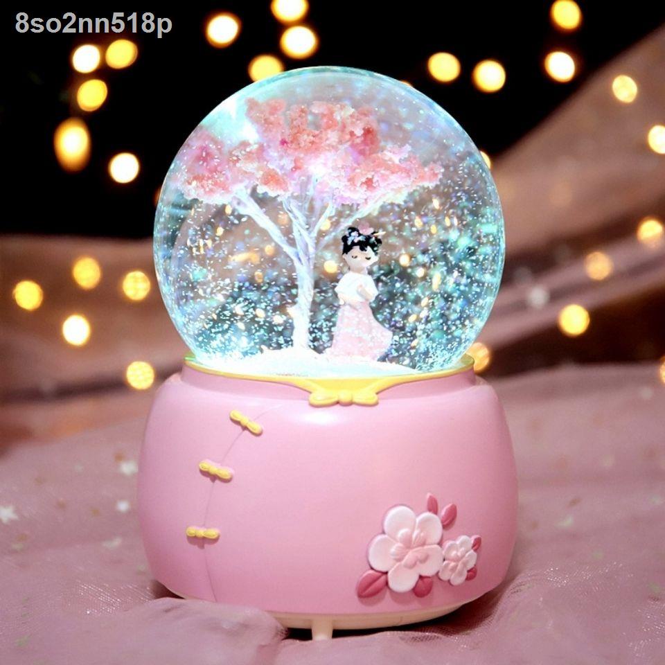 8so2nn518pHoa anh đào Phát sáng Quả cầu pha lê Hộp nhạc Tuyết xoay Cô bé Thiếu nhi gái Bạn bè Quà tặng sinh