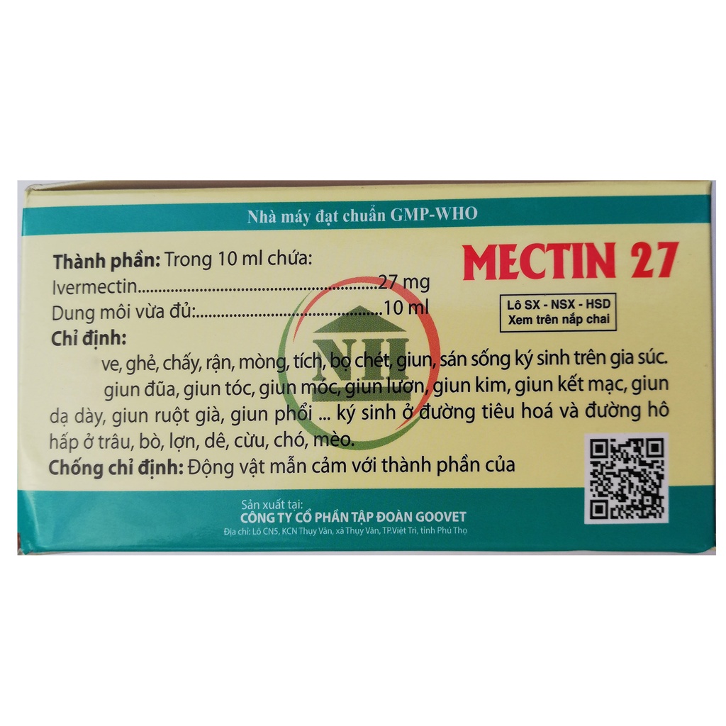 MECTIN 27 lọ 10ml Chuyên dùng cho gia súc, trâu, bò, lợn, chó, mèo, thỏ