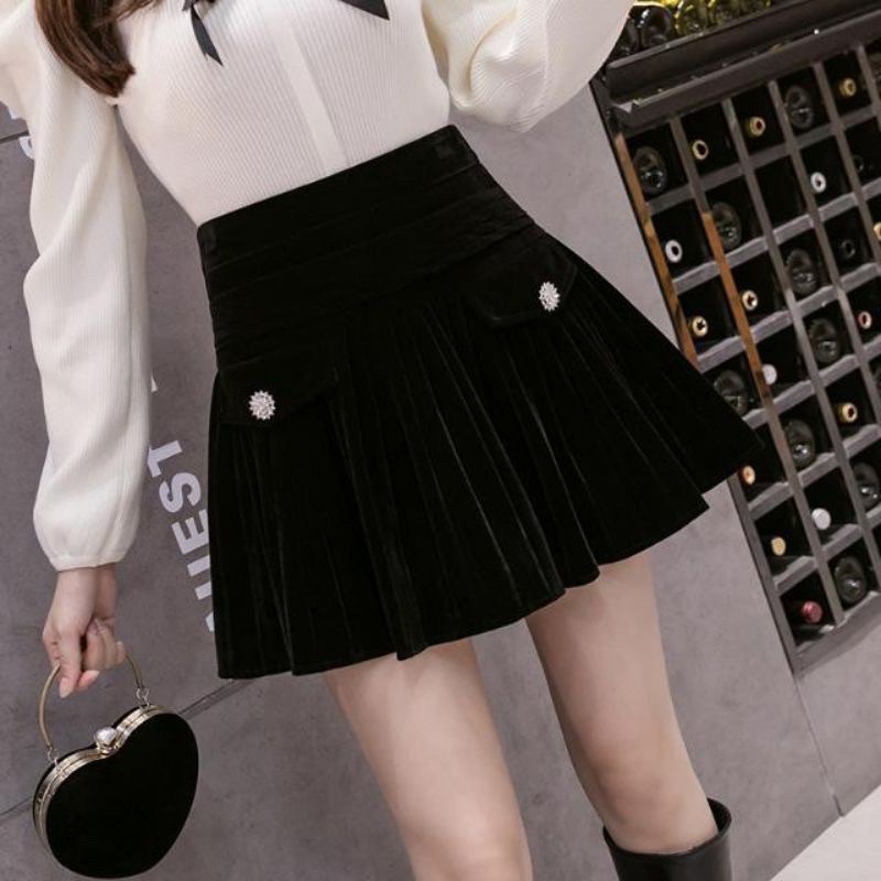 Chân Váy Nhung Xoè xếp ly.Hàng đẹp