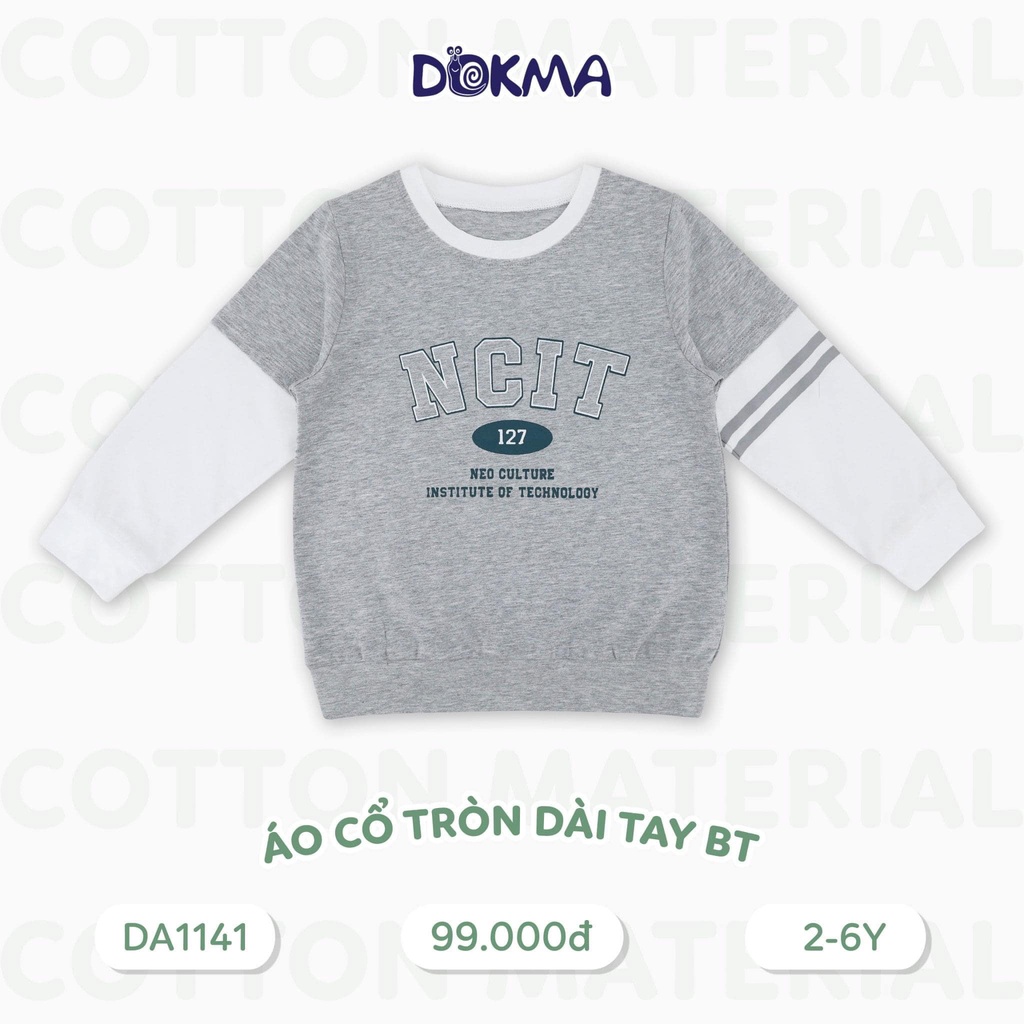 Áo cổ tròn dài tay bé trai Zalang DOKMA  DA1141 2-6y