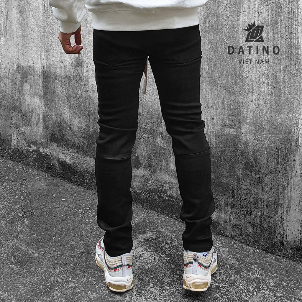 Quần jean nam Streetwear DATINO form Skinny màu đen chất Denim co giãn, bền màu | BigBuy360 - bigbuy360.vn