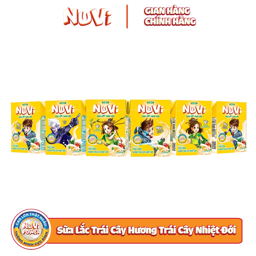 Thùng 48 hộp sữa Nutifood NuVi TU hương Trái Cây Nhiệt Đới SLTC hộp 110ml