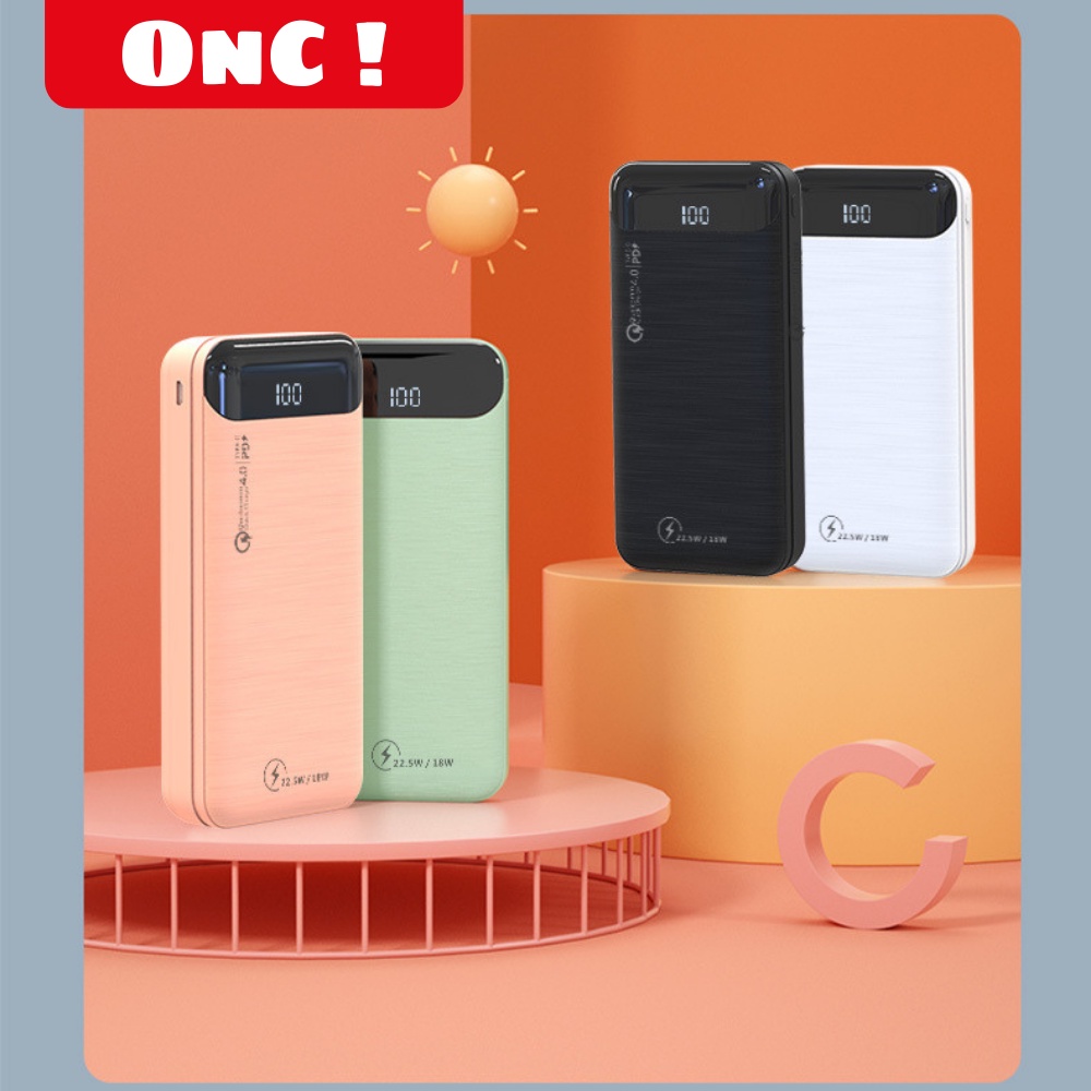 Sạc dự phòng 20000mAh, Sạc nhanh gấp 3 lần sạc thường PD - QC 3.0 18W  Hiển thị %Pin