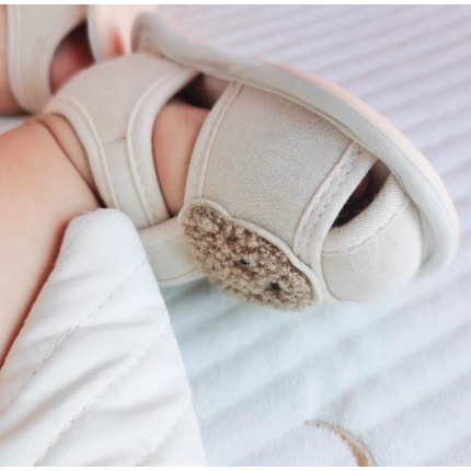 Dép tập đi cho bé 0-18 tháng tuổi chống trơn trượt đính gấu thỏ cho bé trai bé gái cotton hữu cơ tự nhiên hàng siêu xinh