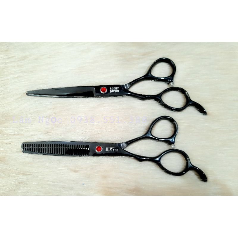 Cặp kéo Cắt LUCKY &amp; Tỉa JUMY nút đỏ Siêu Xịn Xò.