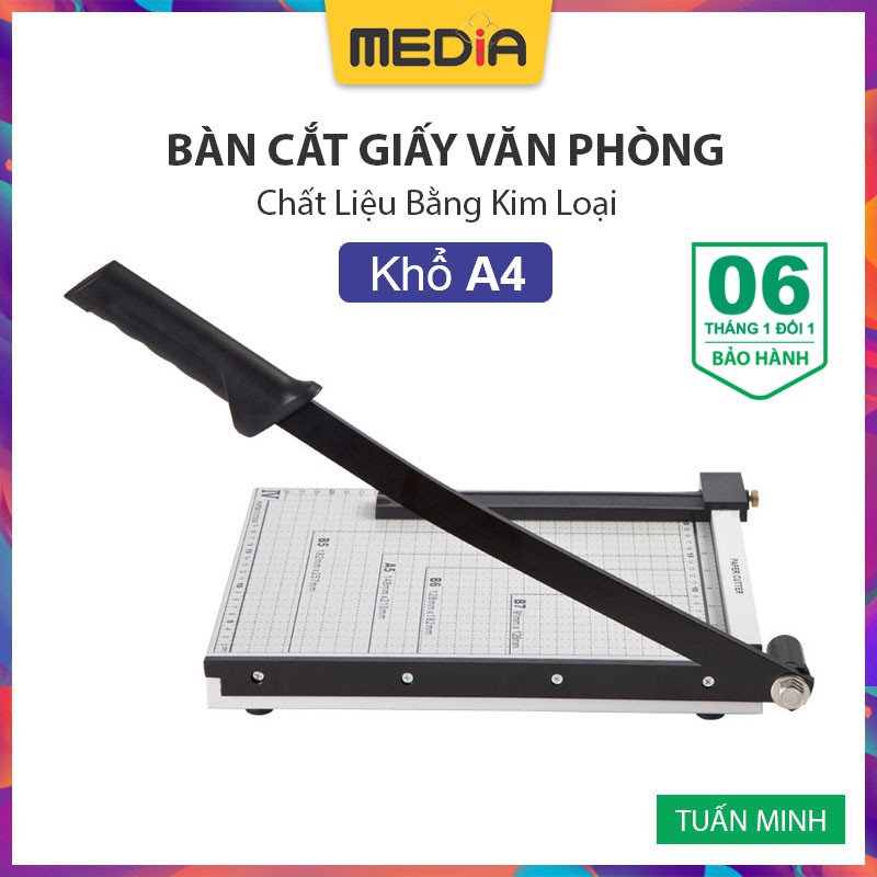 Bàn Cắt Giấy MEDIA Khổ A4 Chất Liệu Bằng Kim Loại &amp; Gỗ