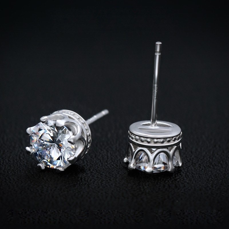 Bông tai crown vương miện sang trọng. Bạc 925 xi bạch kim . Kèm hộp trang sức.