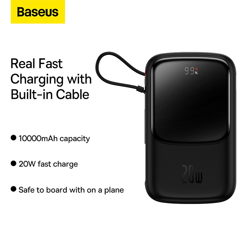 Pin dự phòng tích hợp cáp sạc Baseus Qpow Pro Digital Display Fast Charge Power Bank 10000mAh 20W