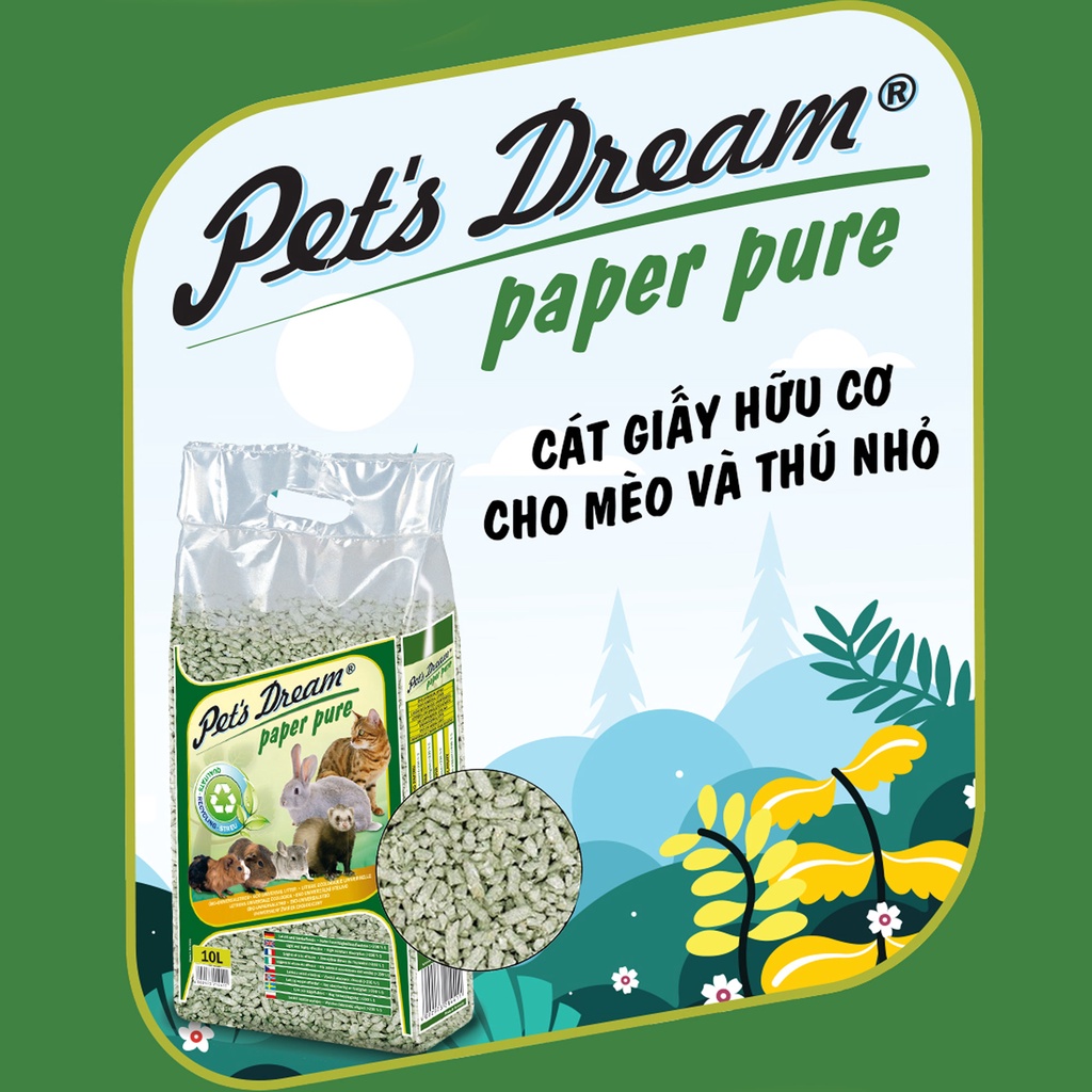 Cát giấy Pet's Dream | 100% giấy tái chế | Không bụi | Phân huỷ sinh học